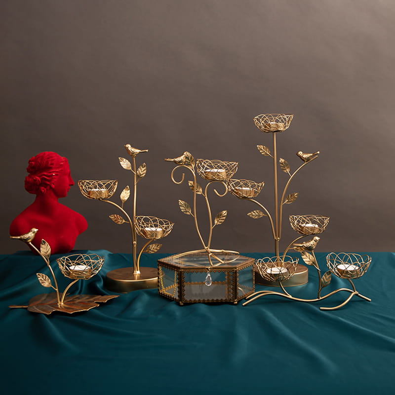 Iron Branches Bird Nest Shaped Tea Light Holder Metal Candle Holder For Wedding Decorations Parties or Everyday Home Decor