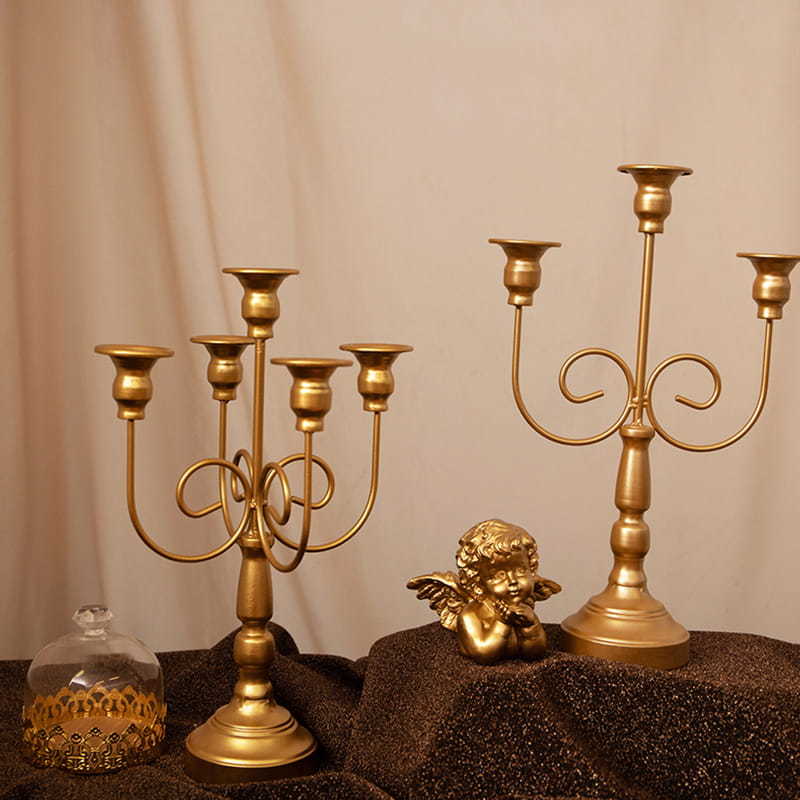 5-Candle Gold Metal Candle Stand Party Dinner Candelabra candlestick For Wedding Centerpiece