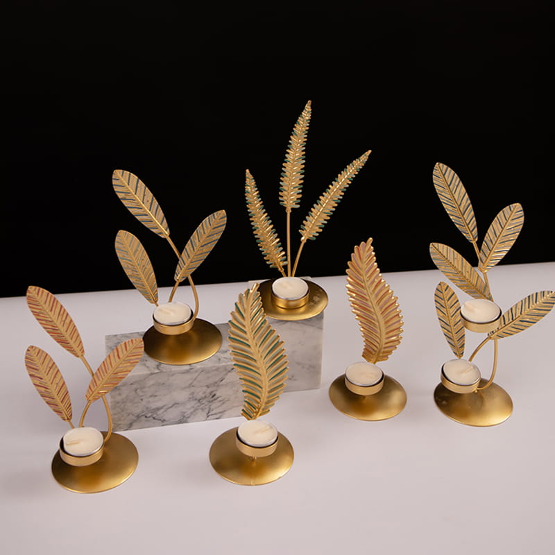 Customized Home Decor Different Leaves Shaped Metal Tealight Candle Holder
