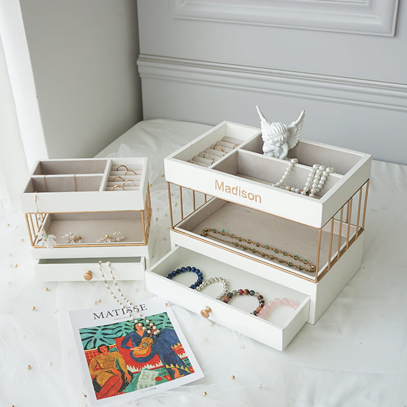 Multifunction Velvet Jewelry Box Organizer Acrylic Jewelry Box With 3 Drawers For Earring Bangle Bracelet Necklace Rings Storage