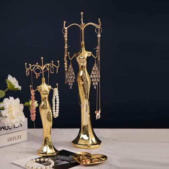Mannequin Jewelry Holder Stand Gold Necklace Holder Jewelry Display Stand Earring Stand Holder