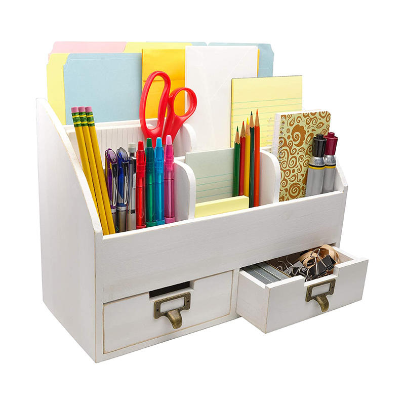 Learning multifunctional stationery desktop storage box with double drawers