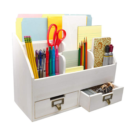 Learning multifunctional stationery desktop storage box with double drawers