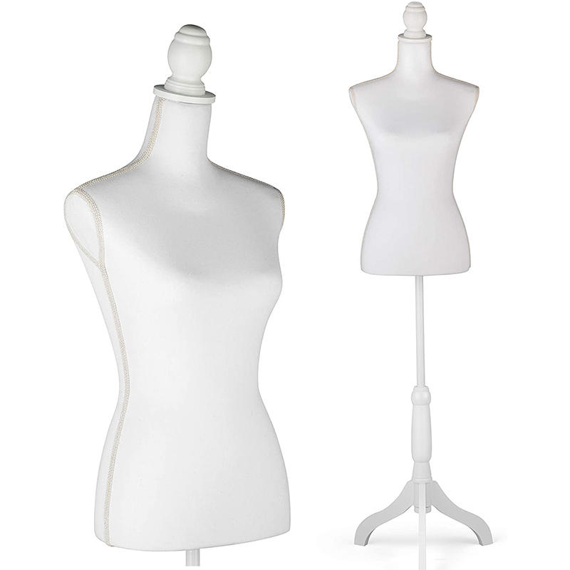 Adjustable female white half-length tailor mannequin