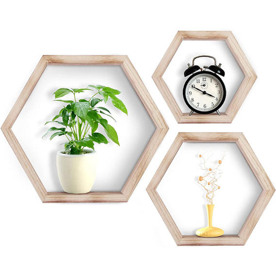 Wooden decorative shelves, install decorative furniture, put flower pots