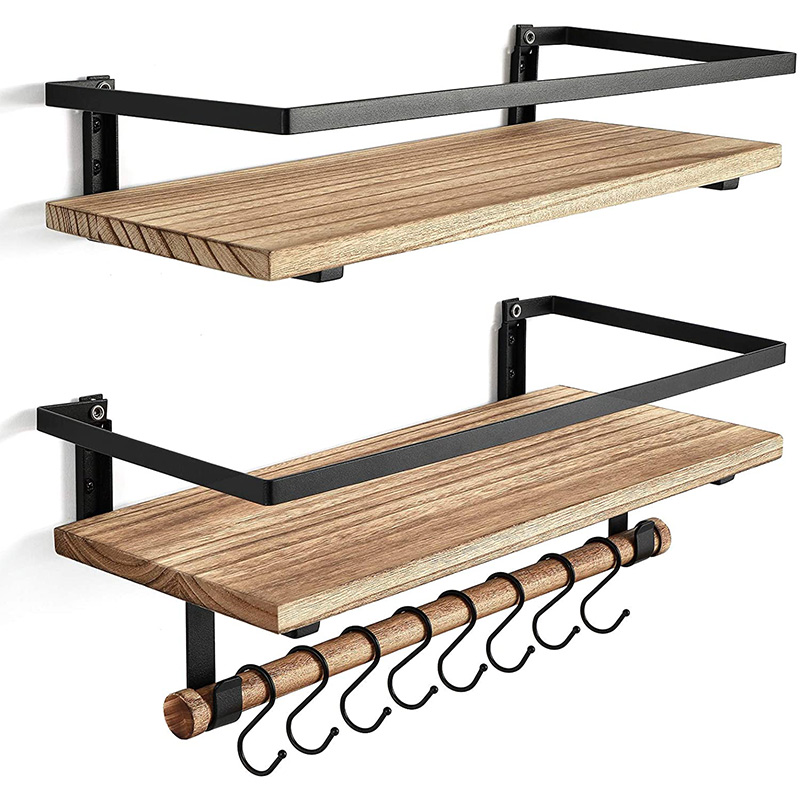 Metal wooden antique decoration hanging floating shelf
