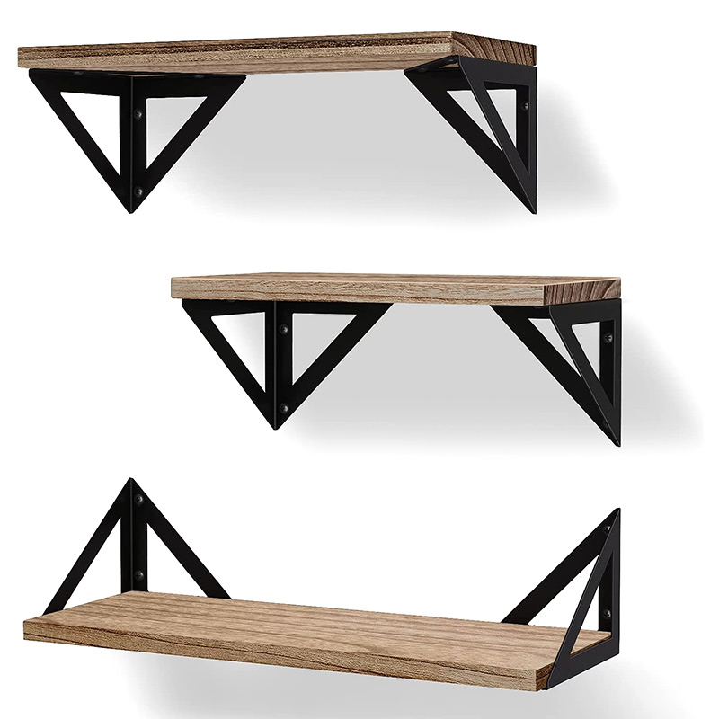 Wall decoration shelf Metal wooden antique decoration hanging floating shelf Installation of decorative furniture Wooden wall shelf
